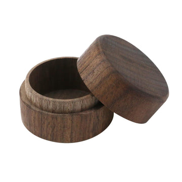 Mini Round Wooden Ring Box – Solid Wood DIY Storage Trinket Bearer
