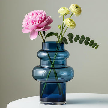 Clear Blue Bubble Glass Flower Vase – Modern Boho Ins Style