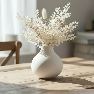 White Round Vase – Minimalist Nordic Mid Century Modern Home Decor