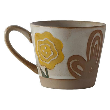 Hand-Painted Floral Ceramic Coffee Mug – Rustic Stoneware