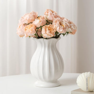 White Ceramic Flower Vase – 7.8 Inch Modern Decorative Vase