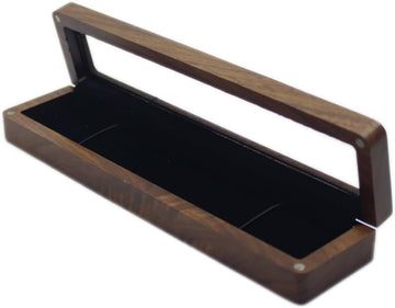 Walnut Wooden Long Rectangular Necklace Box – Transparent Lid Jewelry Display & Storage Case