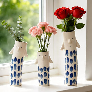 Cute Family Face Vases Set of 3 – Unique Ceramic Bud Vases