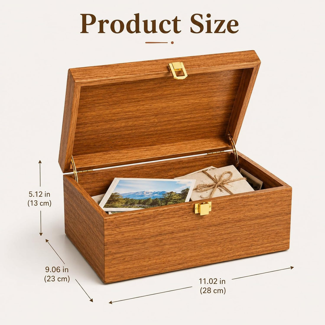 Large Acacia Wood Keepsake Box with Hinged Lid – Decorative Storage Box