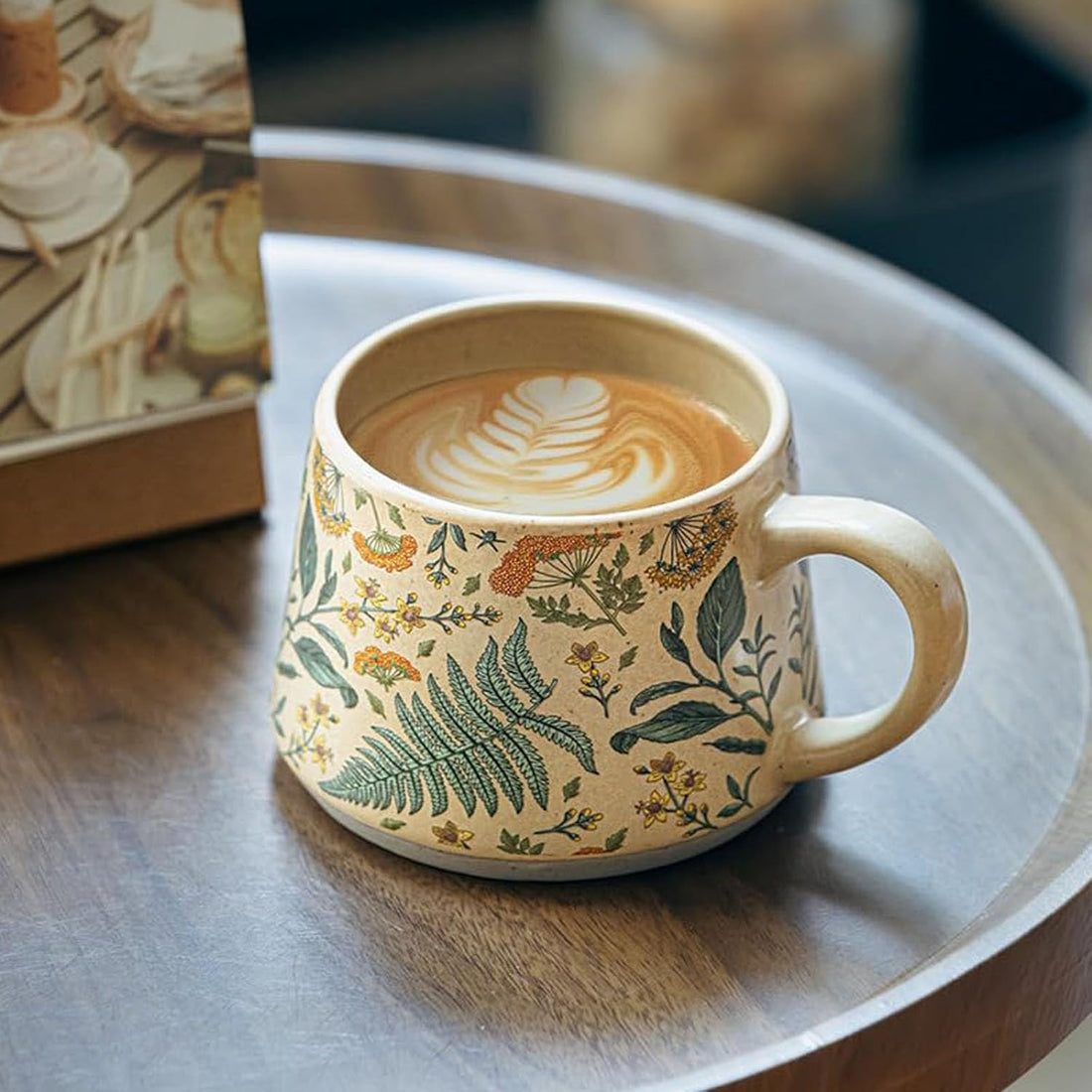 Hand-Painted Floral Ceramic Mug – Cute 16 oz Latte Cup
