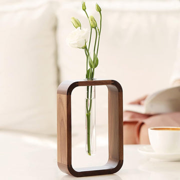 Test Tube Glass Vase with Wood Frame – Hydrophilic Plants Vase