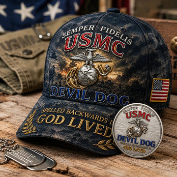 USMC Devil Dog Faith Cap & Coin Collection