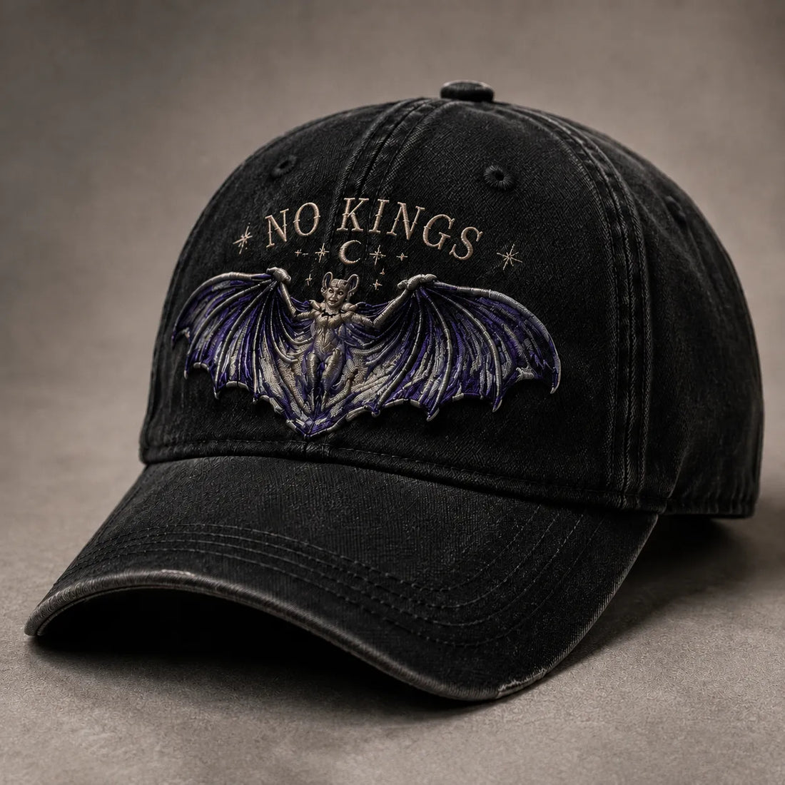 NO KINGS Vintage Gothic Bat Cap