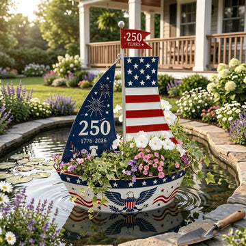 250 Years Sailboat Metal Planter