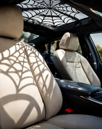 Halloween Sunroof Decal – Gothic Spiderweb & Bats Window Overlay