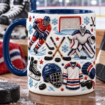 Ice Hockey Christmas 3D Effect Printed Accent Mug