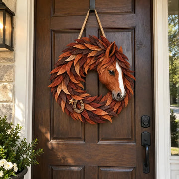 Rustic Horse Head Wreath – Western Farmhouse Wall & Door Decor