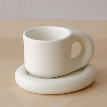 Chubby Funny Coffee Mug – Novelty Cute Cup and Saucer