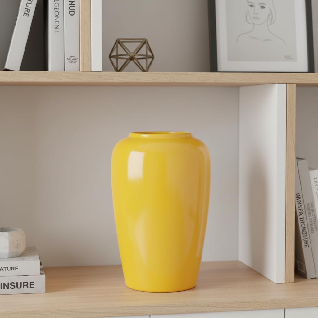Yellow Ceramic Vase – 8 Inch Modern Flower Vase