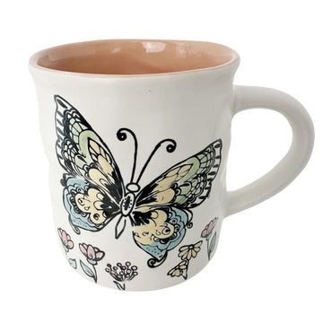 Hand-Painted Cute Butterfly Ceramic Mug – 15 oz Coffee & Tea Cup