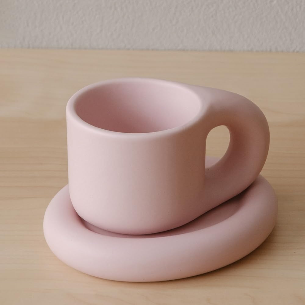 Chubby Funny Coffee Mug – Novelty Cute Cup and Saucer