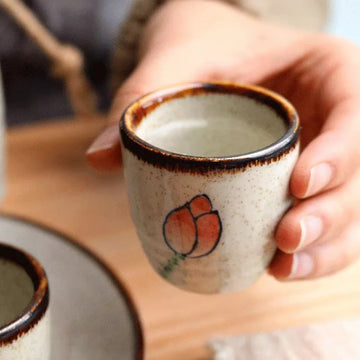 Antique White Ceramic Edo-Style Sake Set