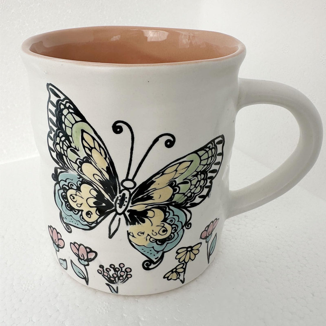 Hand-Painted Cute Butterfly Ceramic Mug – 15 oz Coffee & Tea Cup