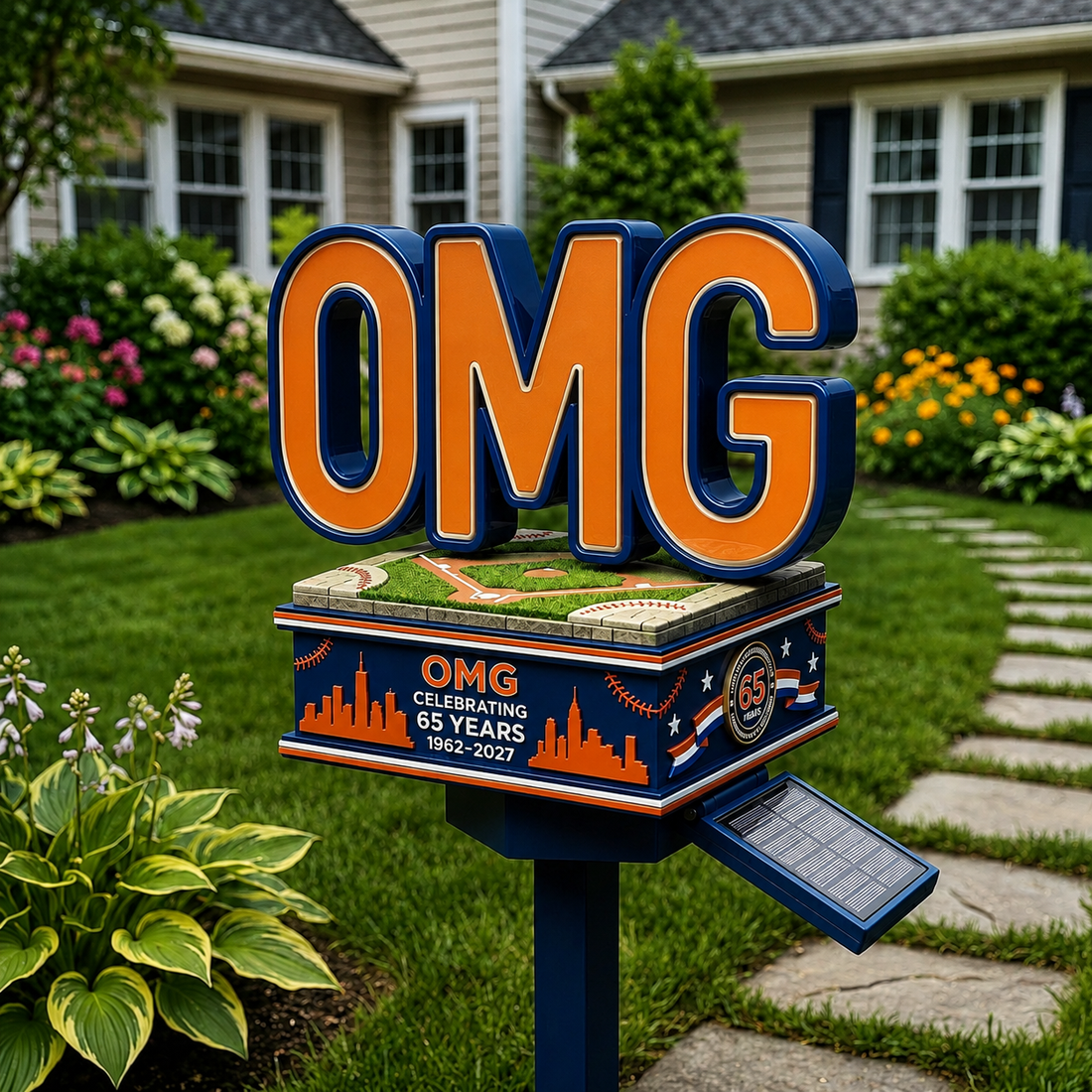 OMG Baseball-Themed 65th Anniversary Solar Garden Night Light