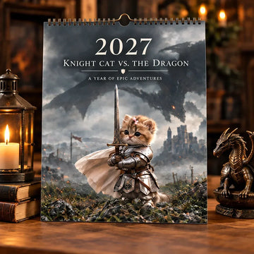 2027 Knight Cat vs. The Dragon Wall Calendar