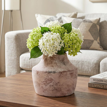 White Rustic Farmhouse Ceramic Vase – 5.3" Small Handcrafted Weathered Pottery Vase