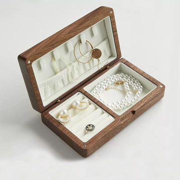 Solid Wooden Jewelry Box – Simple Natural Wood Ring Holder & Necklace Organizer