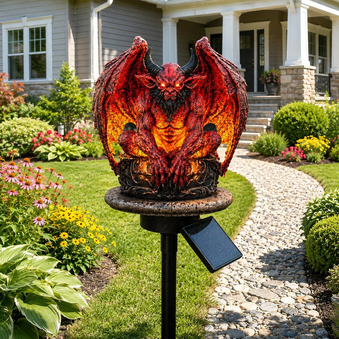 Gargoyle Guardian Solar Garden Stake Light –  Glowing Gothic Outdoor Yard Decor