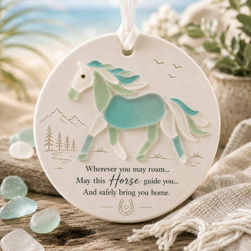 Travel Horse Sea Glass Style Ornament