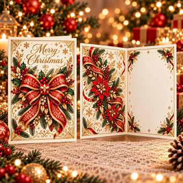 Luxury 3D Velvet Bow Christmas Card