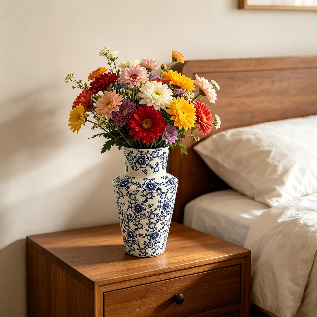 Rustic Farmhouse Ceramic Flower Vase – Heavy Duty Table Vase