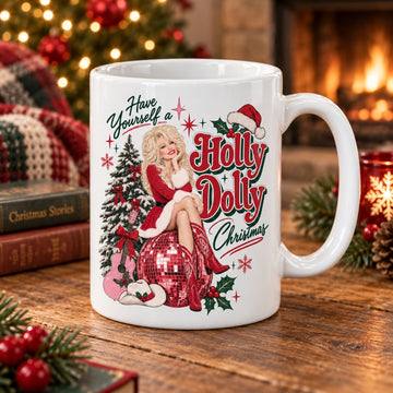 Vintage Dolly Parton Holiday Ceramic Cup