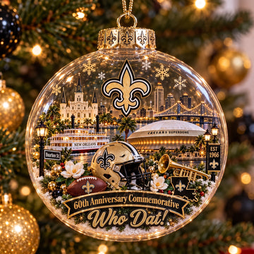 Light-Up Who Dat 60th Anniversary Commemorative Christmas Ornament