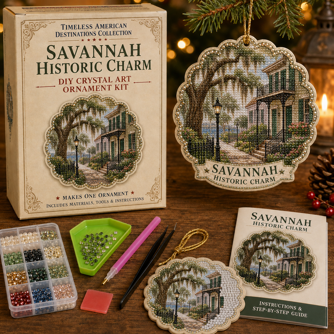 Timeless American Destinations Pearl Diamond Art Hanging Ornament Kit