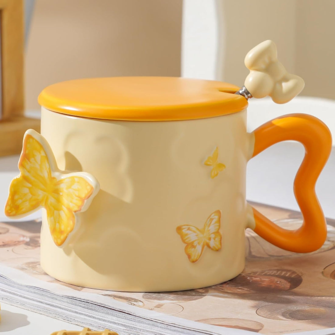 Butterfly & Bow Coquette Porcelain Mug – Violet 12 oz Cute Ceramic Coffee & Tea Cup