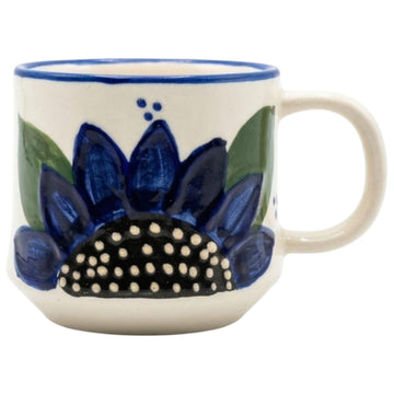 Handmade Ceramic Flower Mug – 7 oz Hand-Painted Floral Coffee Cup
