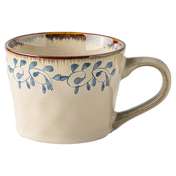 Rustic Stoneware Ceramic Mug – Unique Gradient Rim Handcrafted Floral Mug