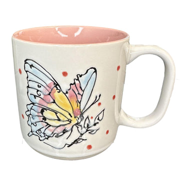 Hand-Painted Colorful Butterfly Ceramic Mug – 15 oz Coffee Cup
