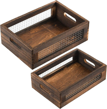 Rustic Wooden Nesting Boxes Set of 2
