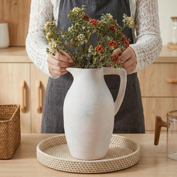 Farmhouse Ceramic Vase with Handle