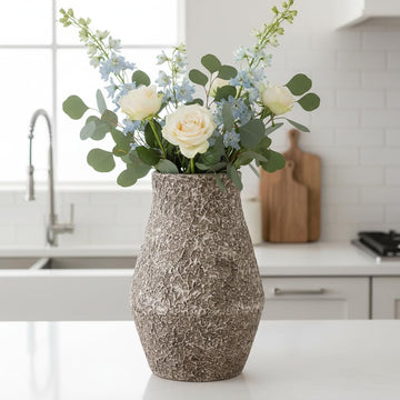 Rustic Terracotta Vase – 10 Inch Farmhouse Ceramic Flower Vase