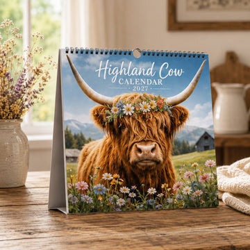 2027 Highland Cow Calendar – Monthly Planner