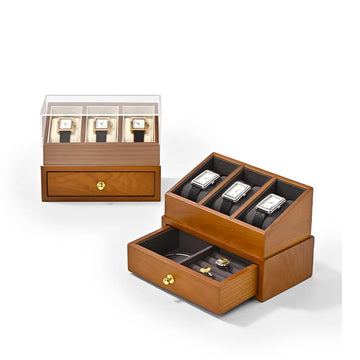 Horologist's Display Case - Double-Layer Wooden Watch Organizer