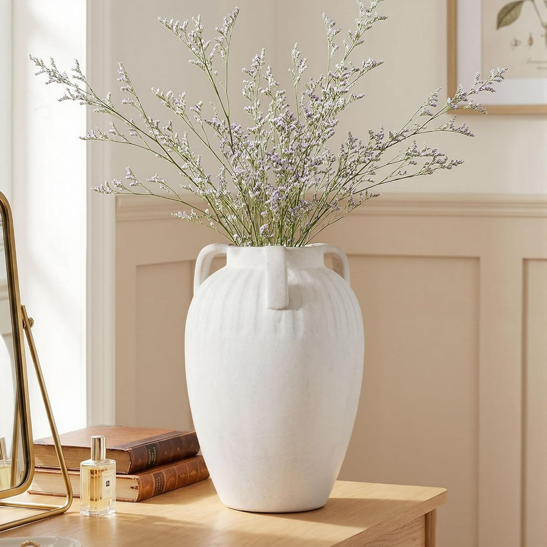 Three-Handle Farmhouse Ceramic Vase