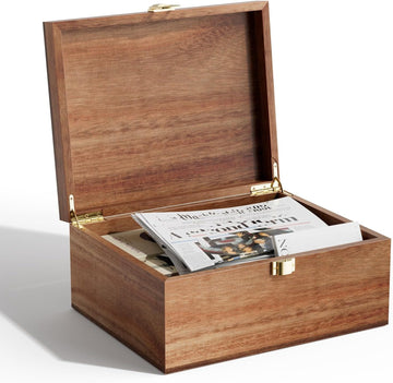 Wooden Keepsake Box with Hinged Lid – Large Memory Storage Box