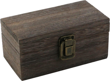 5.5" Rectangle Wooden Box with Hinged Lid and Lock