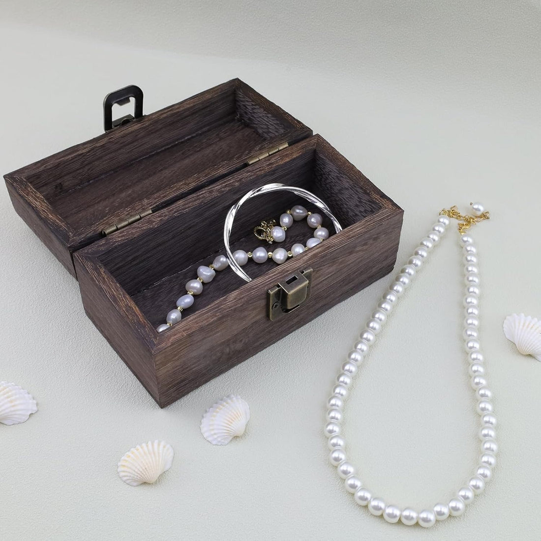 5.5" Rectangle Wooden Box with Hinged Lid and Lock
