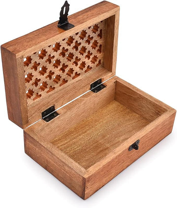 Wood Decorative Box with Hinged Lid – Large Wooden Storage Box