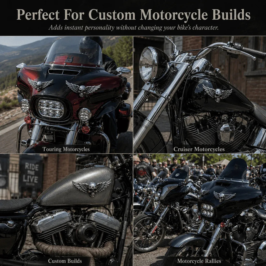 Winged Skull Motorcycle Fairing Emblem