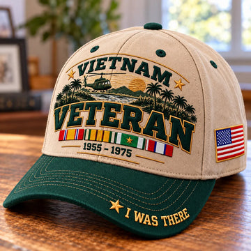Vietnam Veteran 1955–1975 I Was There Military Service Tribute Baseball Cap