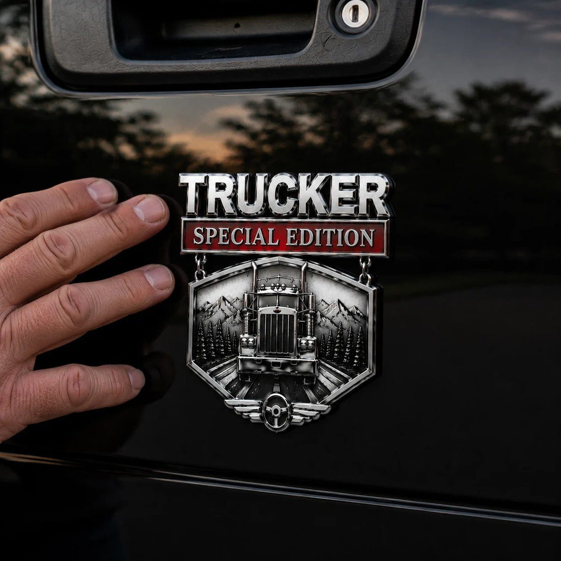 TRUCKER Special Edition Freedom Pride Metal Car Emblem Badge